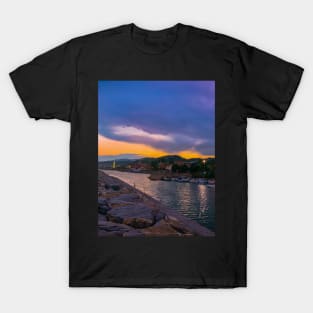 Summer Sunset Purple Sky Rocks Seaside T-Shirt